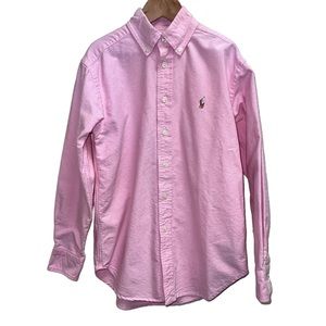 Ralph Lauren Boys Button Down Pink Oxford Long Sleeve Shirt